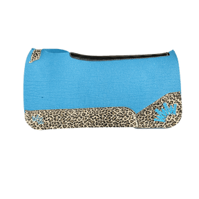 The Kush Turquoise Saddle Pad with Leopard Leather and Turquoise Crown