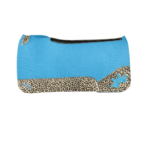 The Kush Turquoise Saddle Pad with Leopard Leather and Turquoise Crown