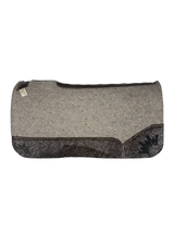 Gray Kush Saddle Pad with Chocolate Floral Leather - Crown in Black Embroidery