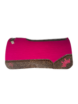 Pink Kush Saddle Pad with Ostrich Mocha Latte Leather - Crown in Pink Embroidery