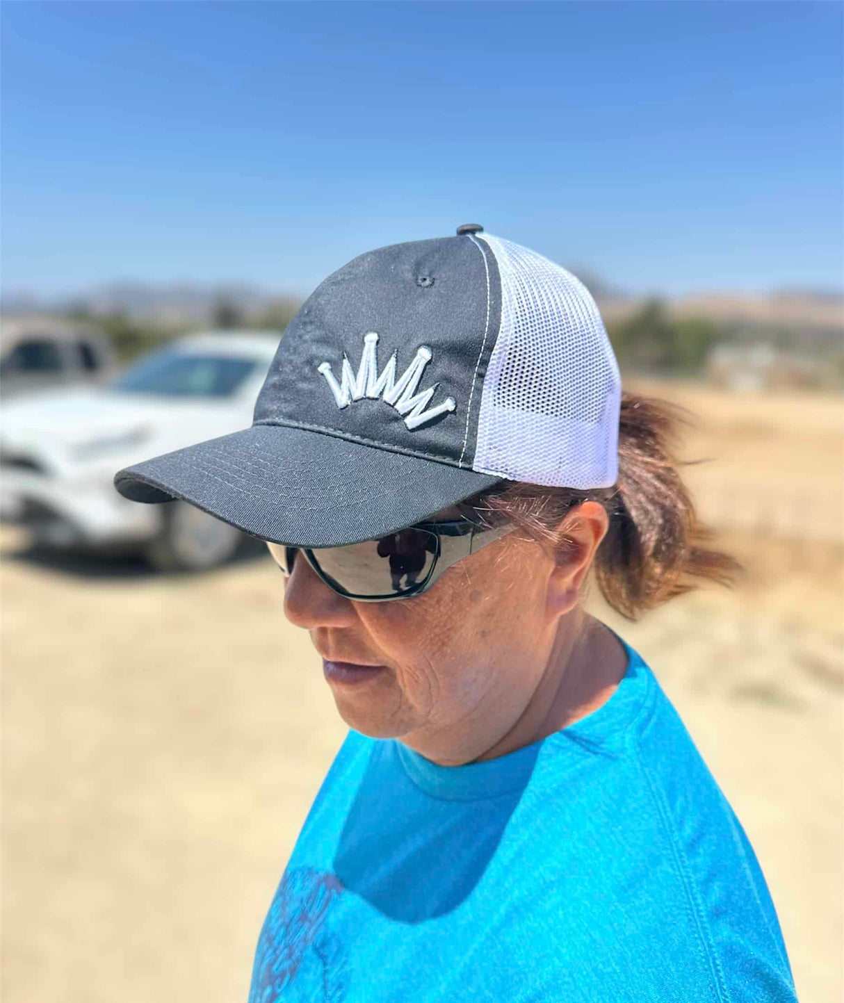 Trucker Hat Black and White Dad Style