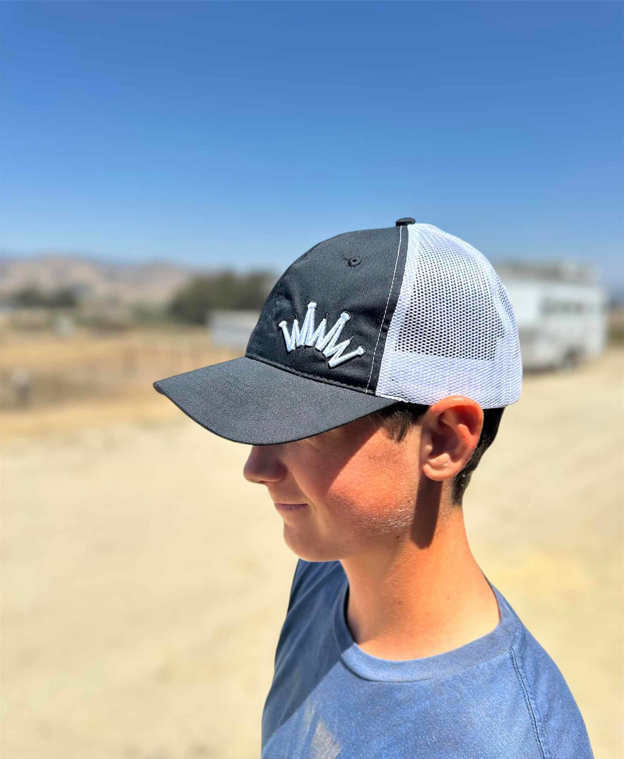 Trucker Hat Black and White Dad Style