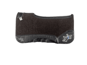 The OG Dark Grey Saddle Pad with Black Leather and a Thin Blue Line Embroidered Crown with a Crystal Spots Border