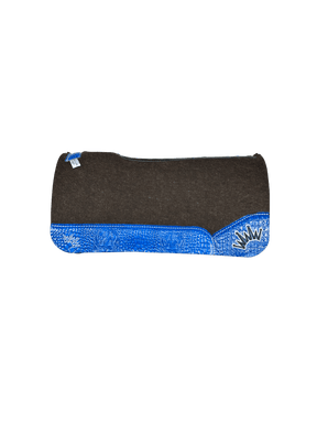 The OG Dark Grey Saddle Pad with Blue Crocodile Reptile Leather and a White & Black Embroidered Crown