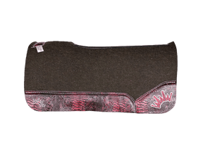 The OG Dark Grey Saddle Pad with Pomegranate Butch Cassidy Crocodile Reptile Leather and a White & Burgundy Embroidered Crown
