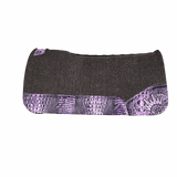 The OG Dark Grey Saddle Pad with Deep Purple Crocodile Reptile Leather and a Black & Violet Embroidered Crown