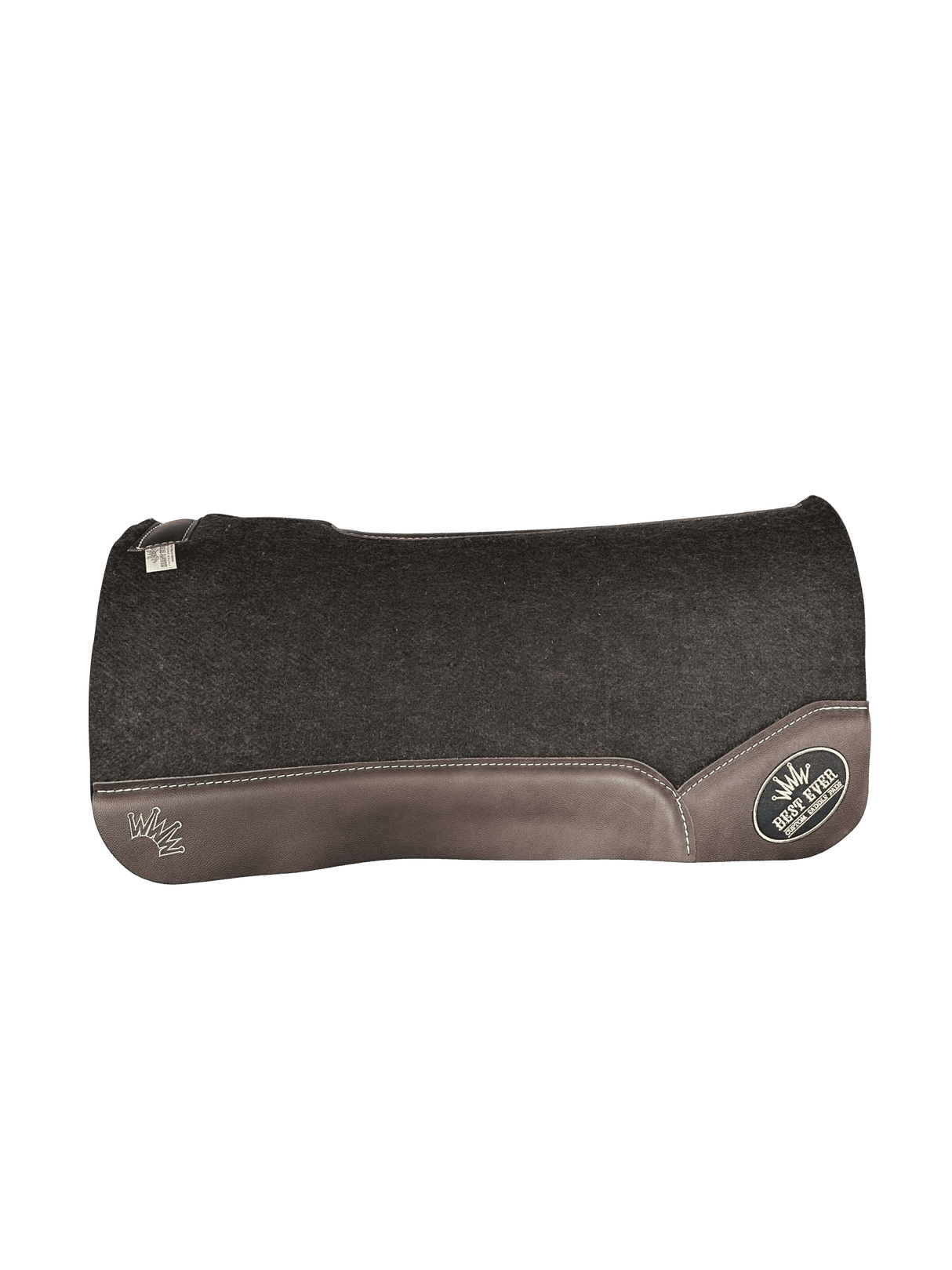 The OG Dark Grey Saddle Pad with Espresso Oiled Cowboy Leather and Gold Best Ever Logo Patch