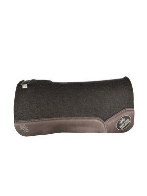 The OG Dark Grey Saddle Pad with Espresso Oiled Cowboy Leather and Gold Best Ever Logo Patch