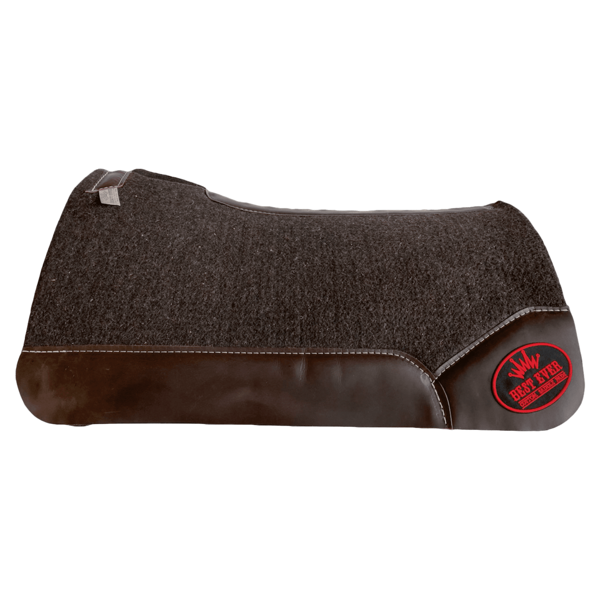 The OG Dark Grey Saddle Pad with Espresso Oiled Cowboy Leather and Red Best Ever Logo Patch