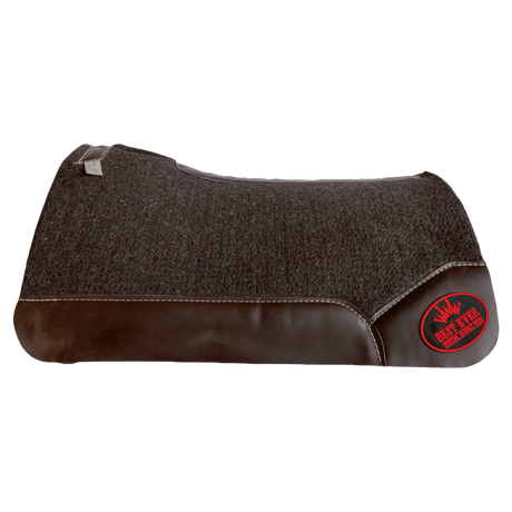 The OG Dark Grey Saddle Pad with Espresso Oiled Cowboy Leather and Red Best Ever Logo Patch
