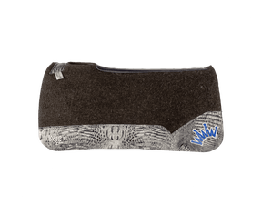 The OG Dark Grey Saddle Pad with Gray Crocodile Reptile Leather and a Blue & White Embroidered Crown