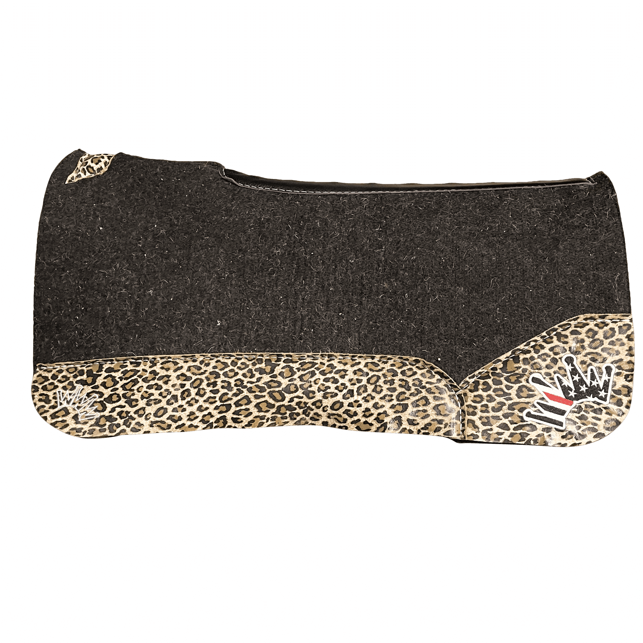 OG Saddle Pad with Leopard Leather - Crown in Thin Red Line