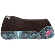 The OG Dark Grey Saddle Pad with See Turquoise Crocodile Reptile Leather and a White & Hot Pink Embroidered Crown