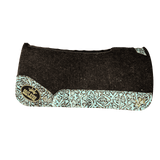 The OG Dark Grey Saddle Pad with Turquoise Floral Leather and a Gold Best Ever Logo Patch