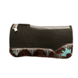 The OG Dark Grey Saddle Pad with Turquoise Longhorn Western Leather and a Teal Embroidered Crown
