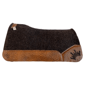 The OG Dark Grey Saddle Pad with Vintage Peat Elephant Leather & a Black Embroidered Crown