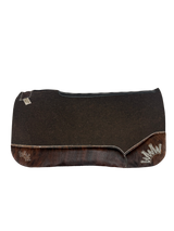 OG Saddle Pad with Brindle Cowhide- Crown in Dark Gray Embroidery