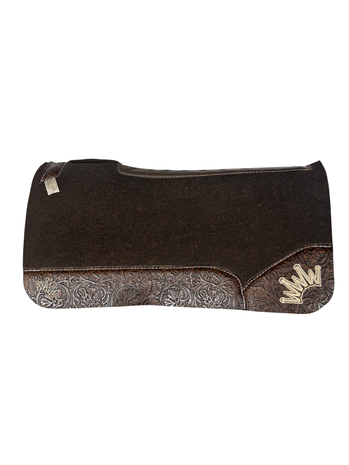 OG Saddle Pad with Indios Floral Leather - Crown in Beige Embroidery