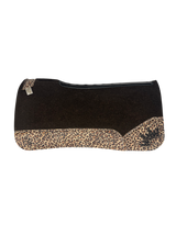 OG Saddle Pad with Leopard Leather - Crown in Black Embroidery