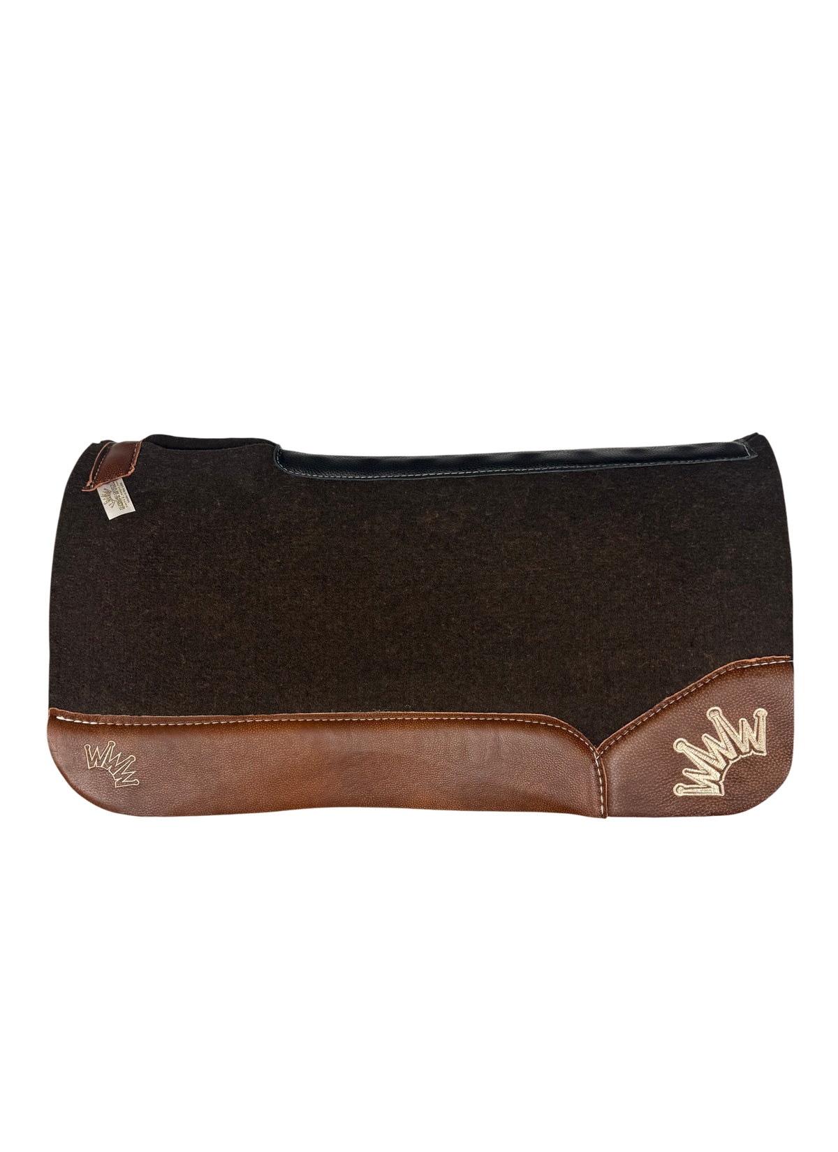 OG Saddle Pad with Oak Nut Leather- Crown in Beige Embroidery