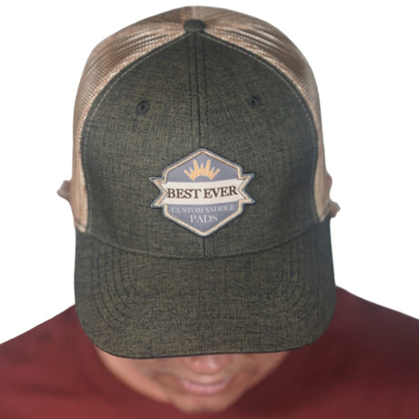 Heather charcoal tan mesh hat