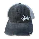 Trucker Hat High Pony Distressed Gray