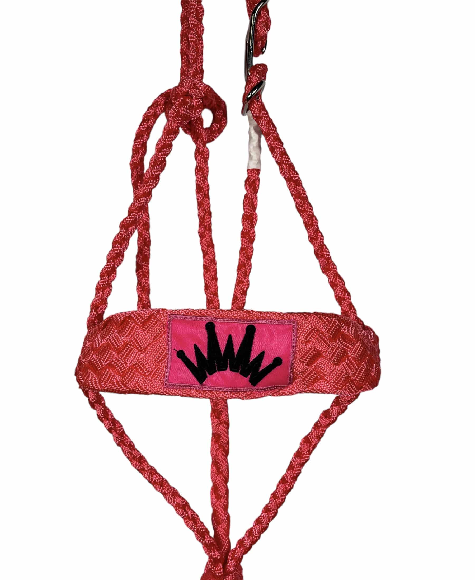 Weaver Leather Braided Mule Tape Rope Halter With Lead – Red/Black