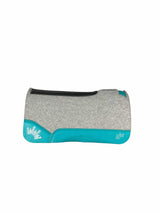 Gray Kush Saddle Pad with Turquoise Leather - Crown in White Embroidery(#124543)