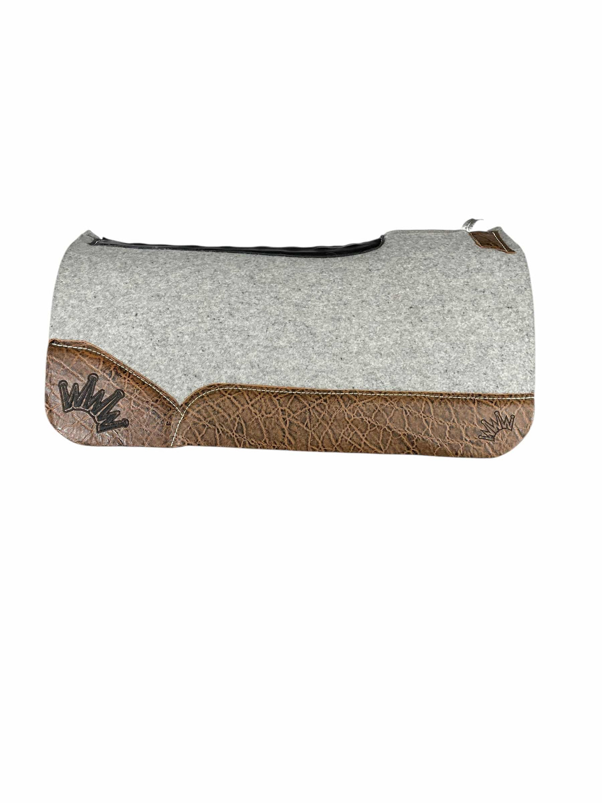 Gray Kush Saddle Pad with Vintage Peat Elephant - Crown in Black Embroidery(#124567)