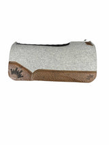 Gray Kush Saddle Pad with Vintage Peat Elephant - Crown in Black Embroidery(#124567)
