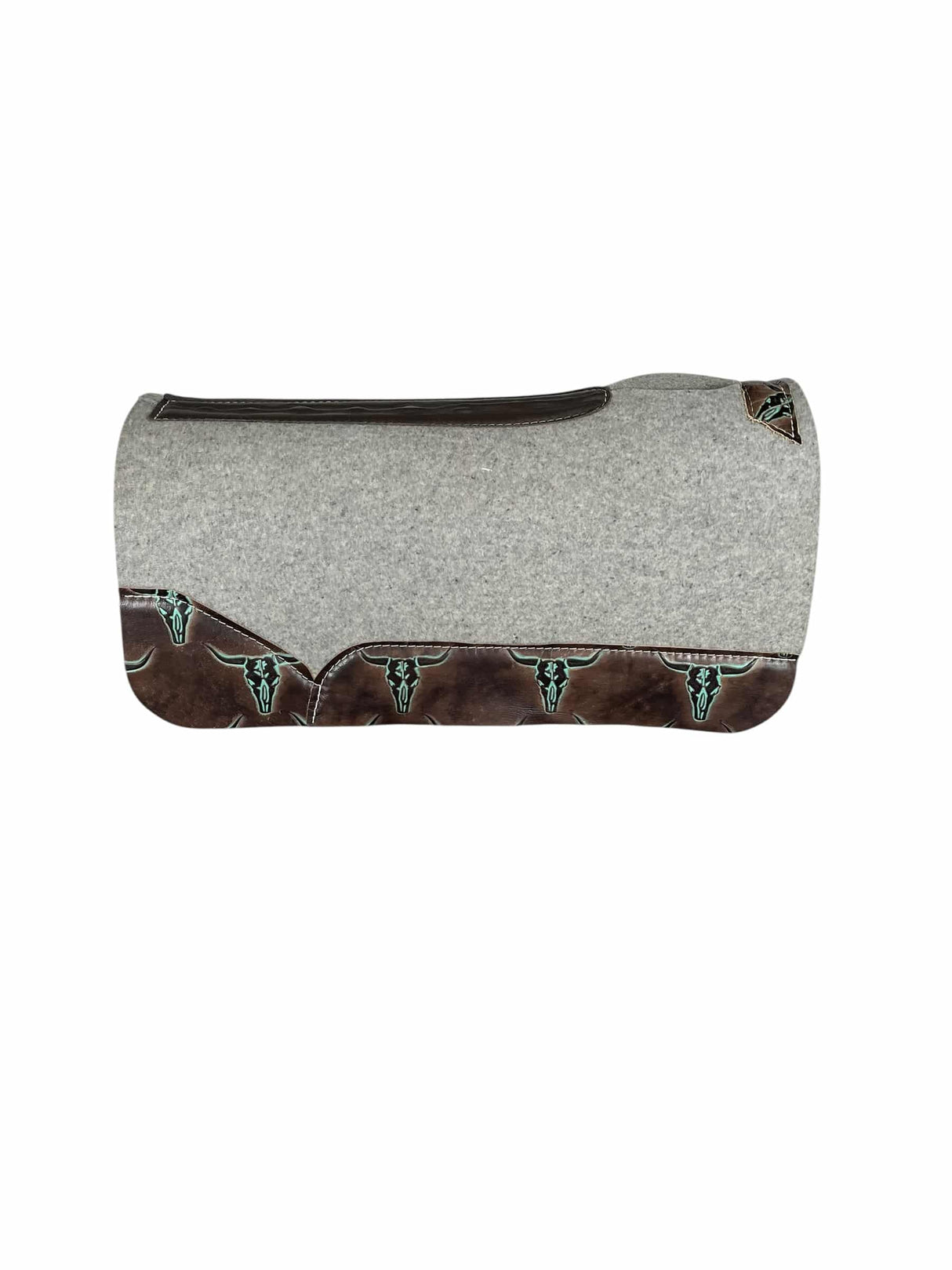 Gray Kush Saddle Pad with Longhorn Turquoise (#124596)
