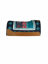 34x36 1" OG Cherokee Turquoise White Pink Black Navajo Saddle Pad (#133873)