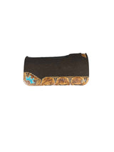 OG Saddle Pad with Longhorn Sepia - Crown in White/Turquoise Embroidery(#124583)