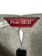 Gray Kush Saddle Pad with Red Crocodile - Crown in White Embroidery with Prov. 21:31 on Wither Strap