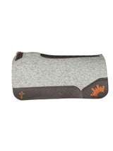 Gray Kush Saddle Pad with Chocolate Elephant - Crown in Rust Embroidery with Cross Embroidery on Bars & Top Wither Embroidery