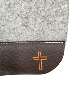 Gray Kush Saddle Pad with Chocolate Elephant - Crown in Rust Embroidery with Cross Embroidery on Bars & Top Wither Embroidery