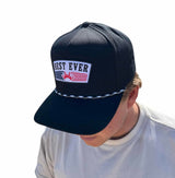 Flat Brim Black USA Rope Cap