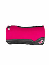 Pink Kush Saddle Pad with Black Leather - Breast Cancer Ribbon in White/Hot Pink Embroidery