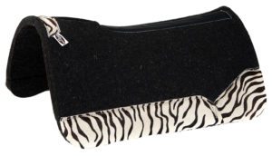 To create the popular zebra pattern cowhide is first bleached white and the carefully dyed, Baby Zebra Saddle Pad, besteverpads.com