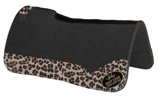 Best Ever Pads OG Pad with Leopard Cowhide, Gold Crown Patch and Turquoise Crystals/Spots