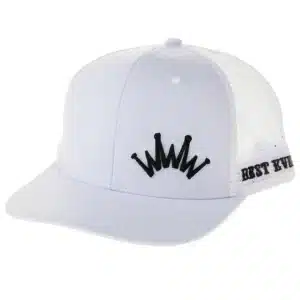 White hat with black crown