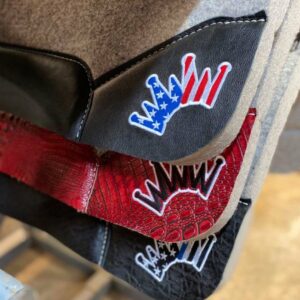 kush collection wool saddle pads with Red white and blue